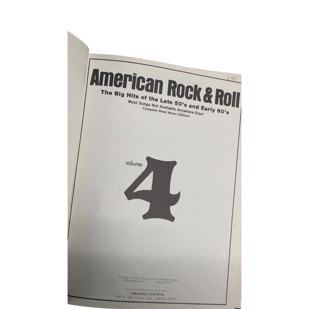 Vintage American Rock & Roll Volume 4 Sheet Music Songbook Hardcover